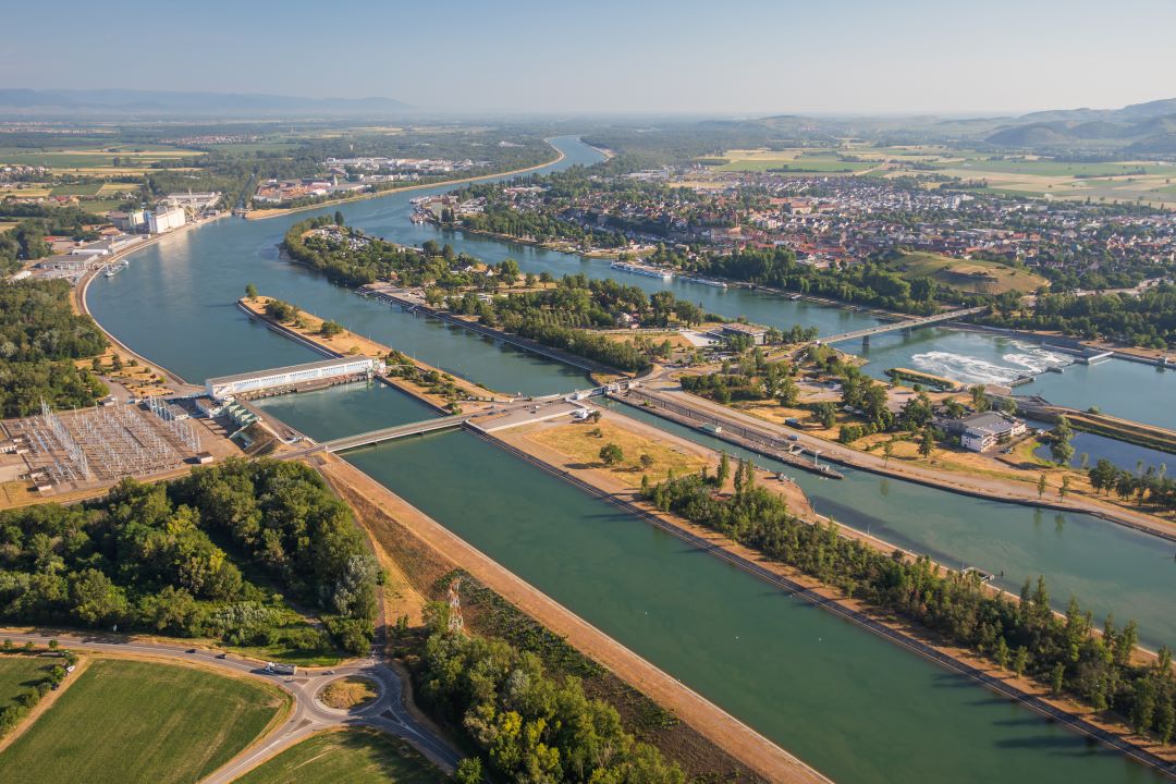 Vue du ciel sur la centrale Volgerung