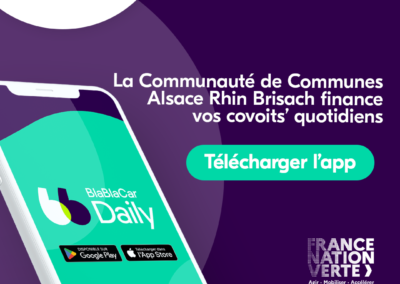 Illustration vantant le covoiturage avec l'offre blablacar en invitant à télécharger l'application