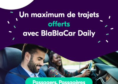 Illustration vantant le covoiturage avec l'offre blablacar et les trajets offerts