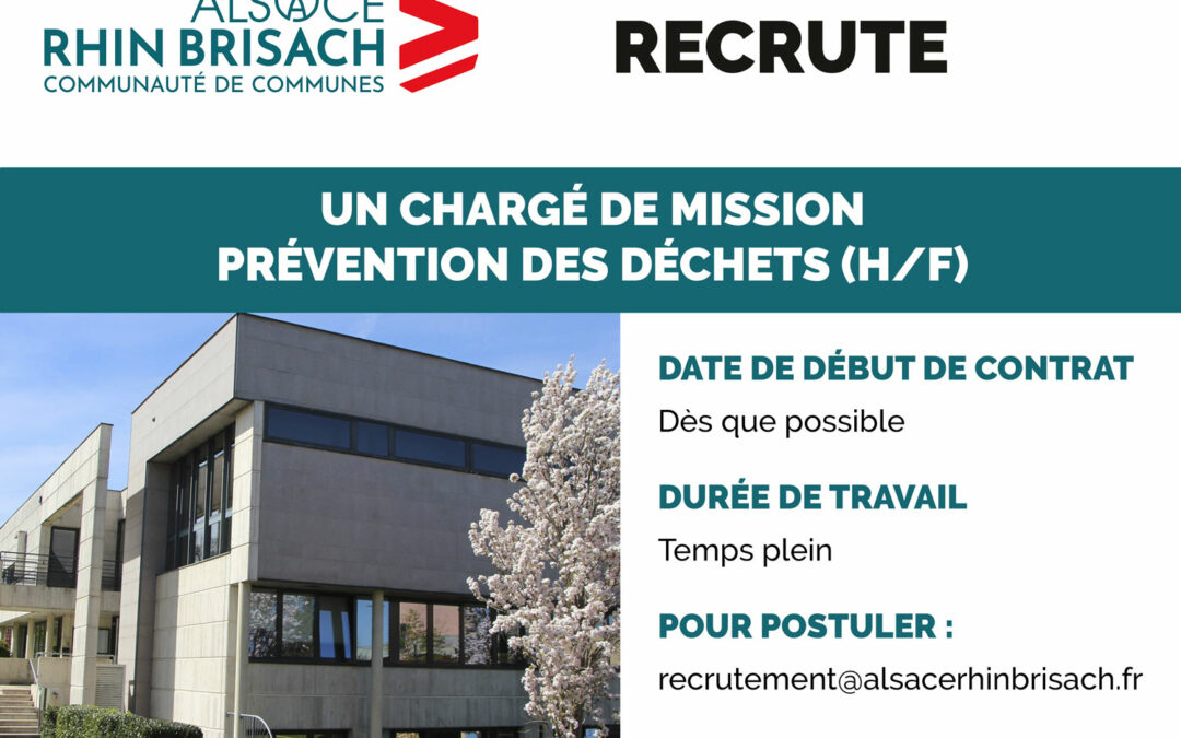 Chargé de mission prévention des déchets (H/F)