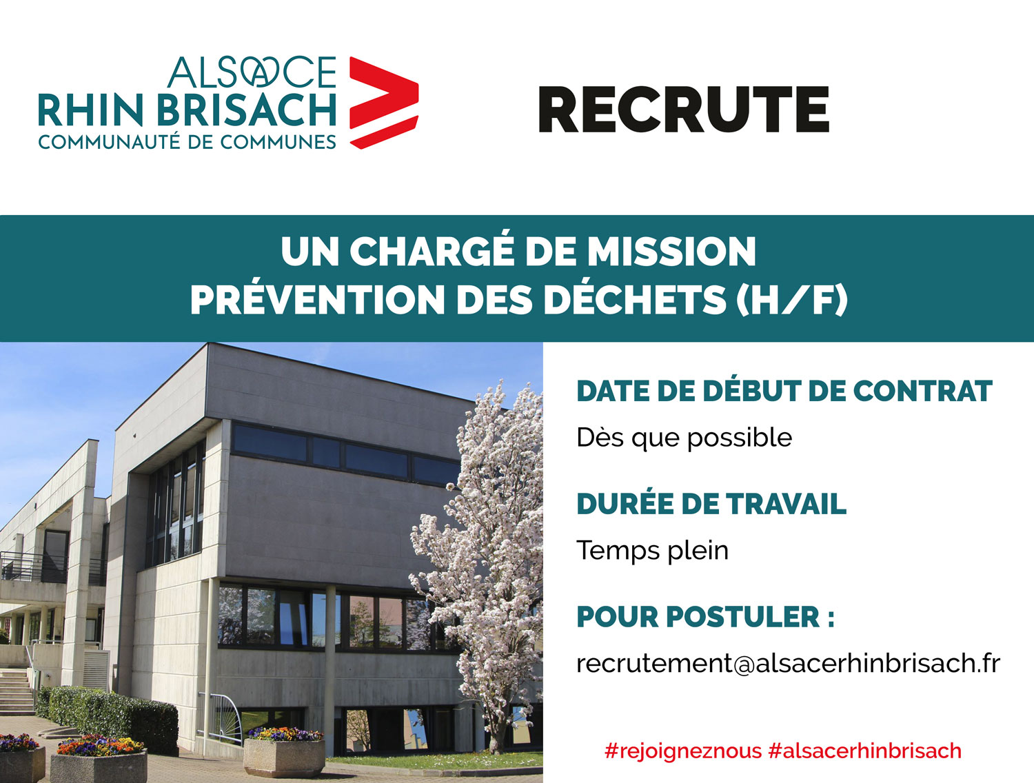 offre d'emploi chargé de mission prévention des déchets