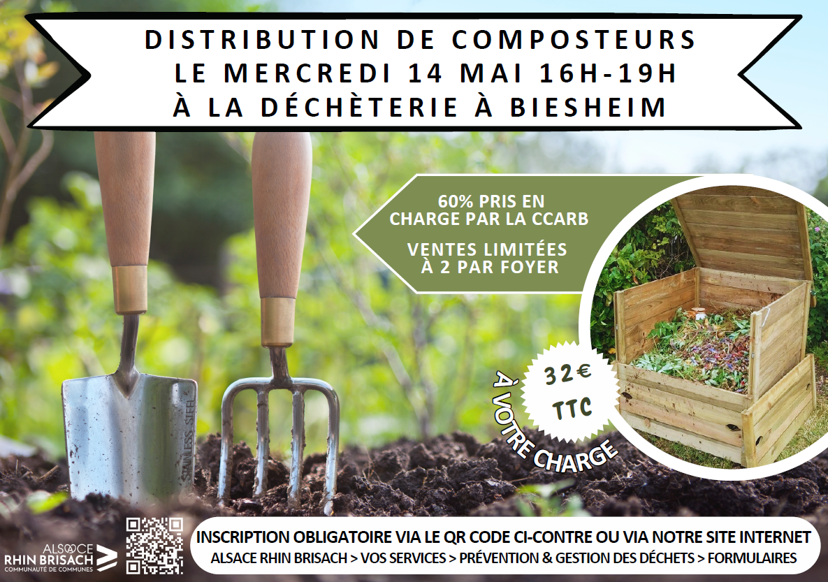 affiche pour la distribution des composteurs en mai 2025