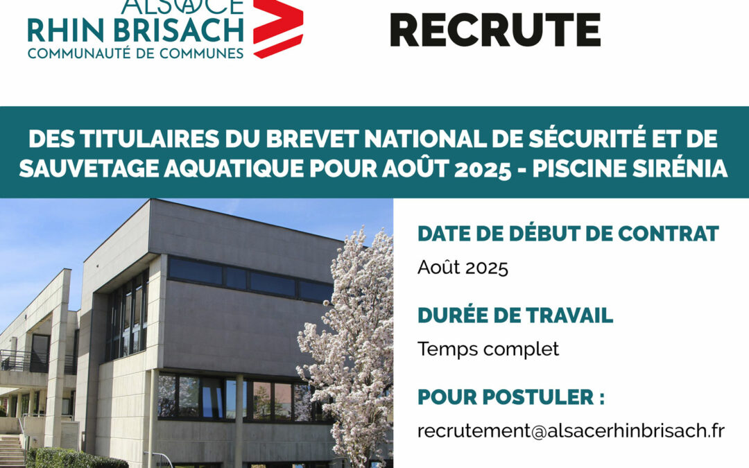 Titulaires du BNSSA à la piscine Sirénia