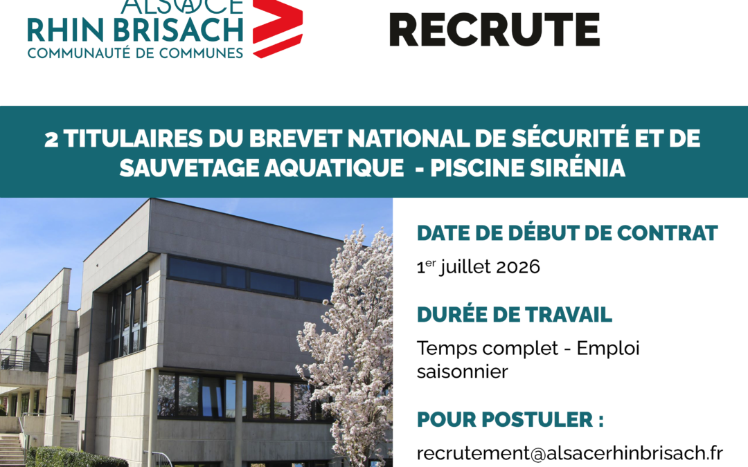 2 titulaires du BNSSA à la piscine Sirénia