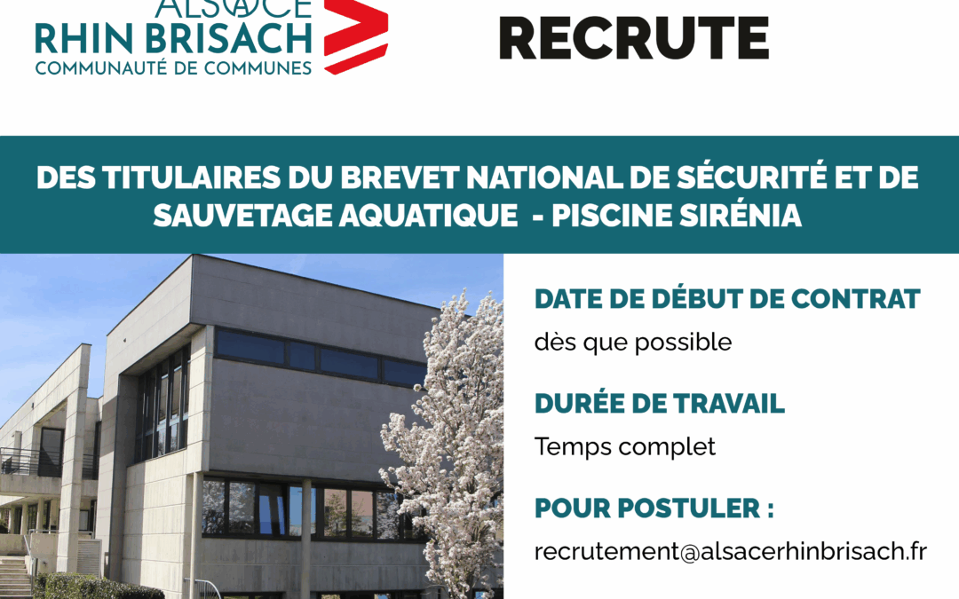La CC Alsace Rhin Brisach recrute des renforts BNSSA