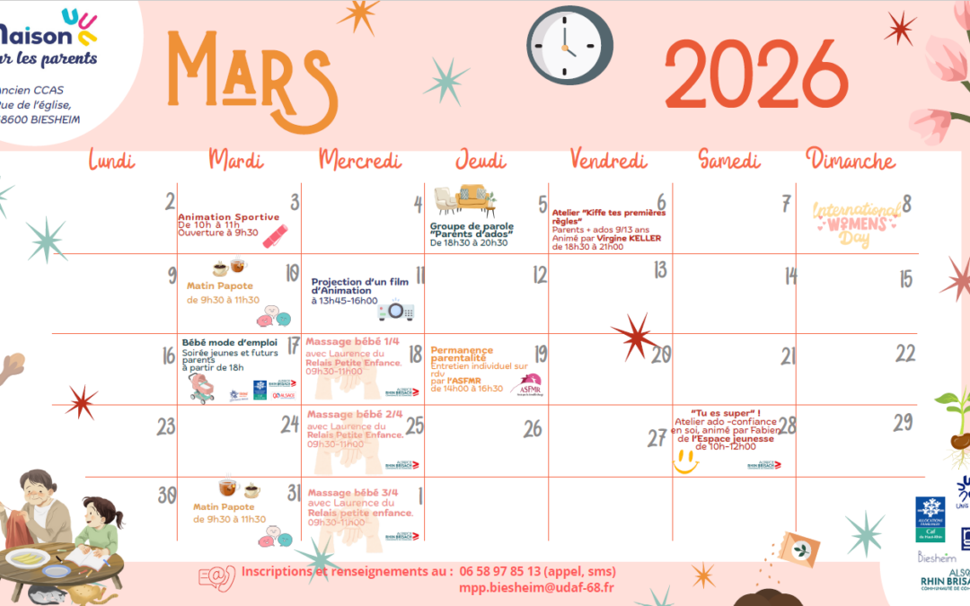 Maison pour les parents : programme de mars