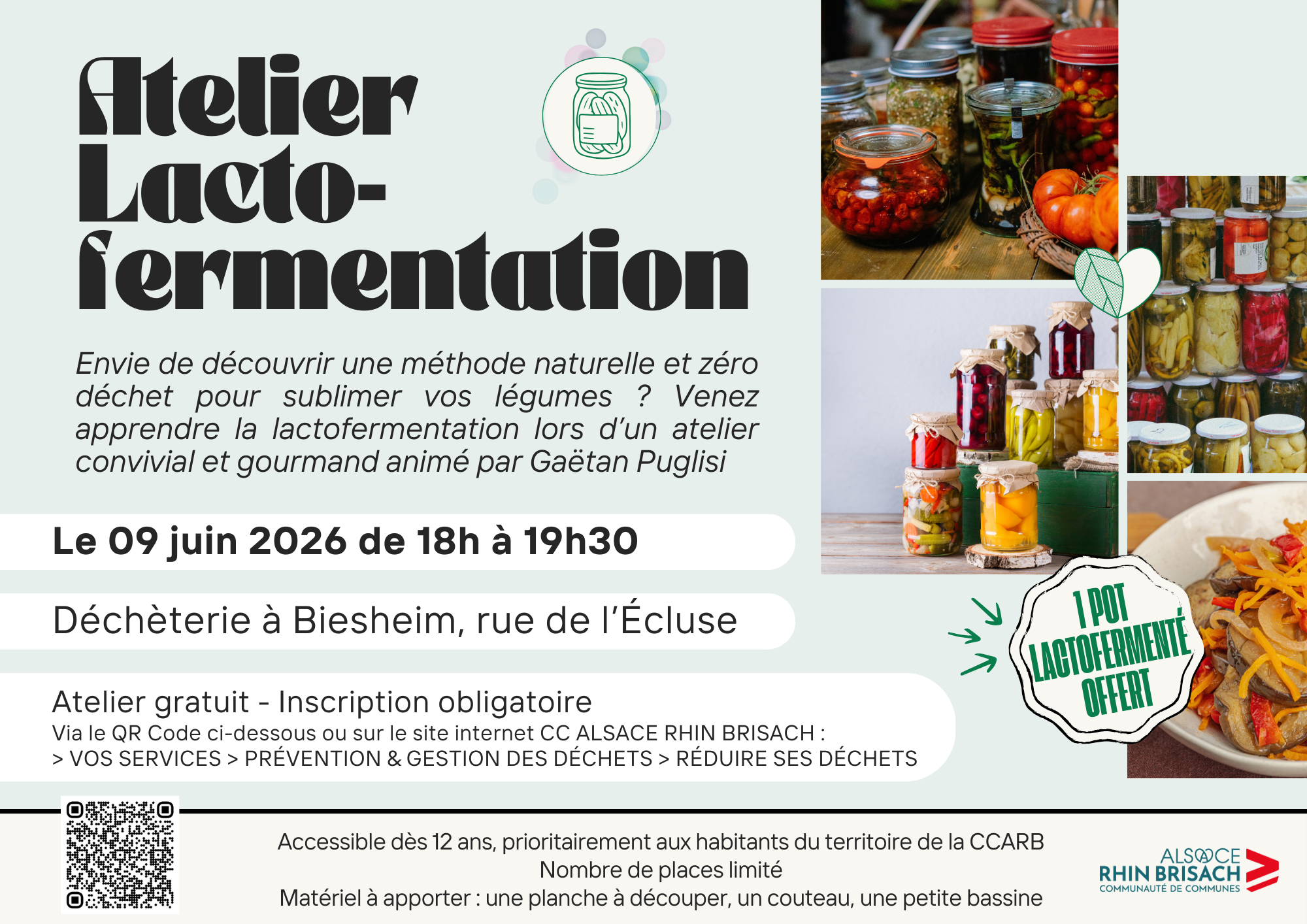 atelier lactofermentation du 9 juin 2026 à Biesheim