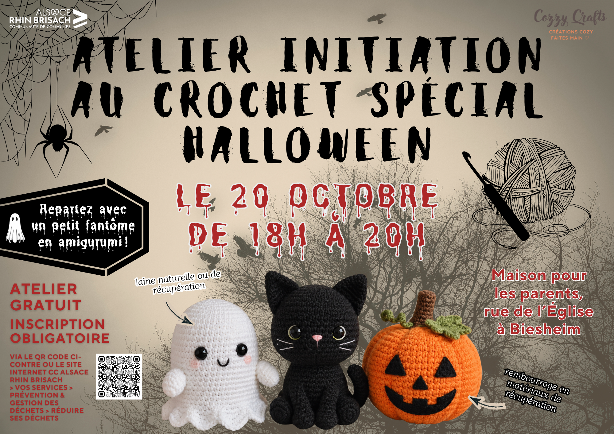 Atelier initiation au crochet spécial halloween le 20 octobre 2026