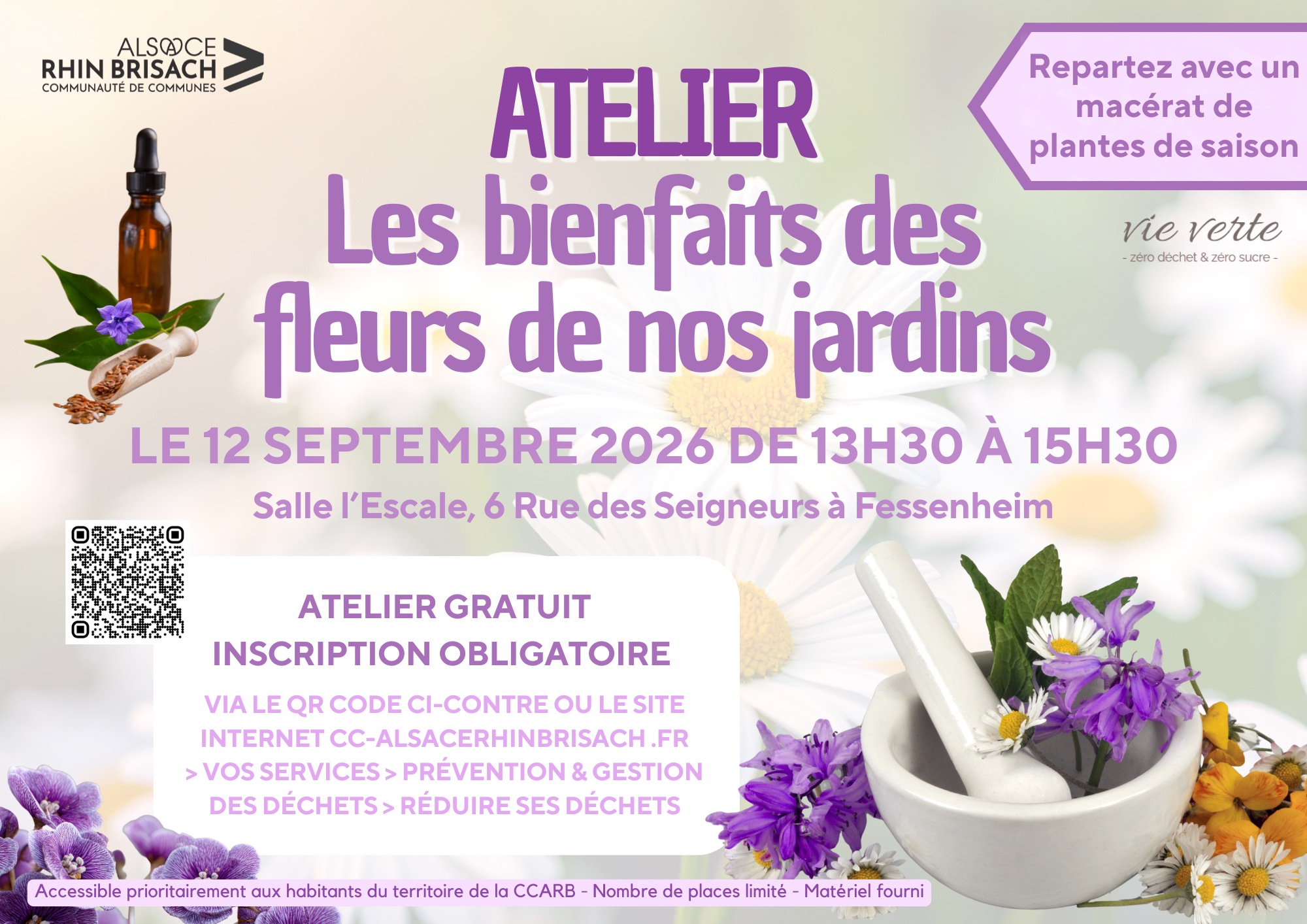 Atelier les bienfaits des fleurs du jardin le samedi 12 septembre 2026