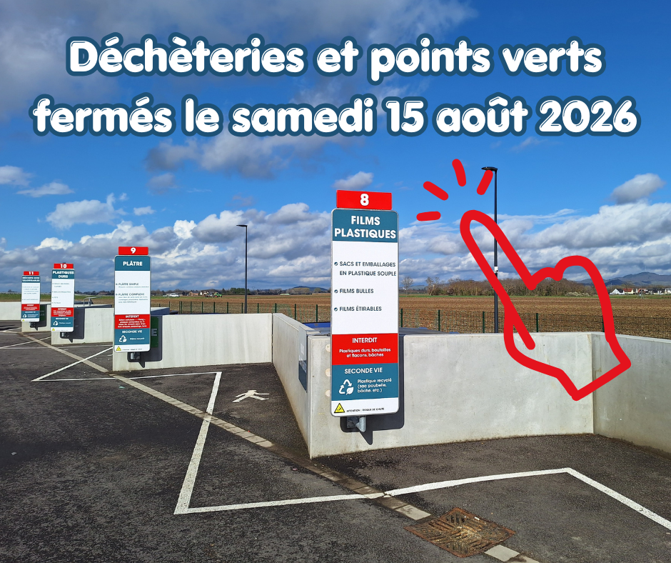 fermeture déchèteries et points verts le 15 août 2026